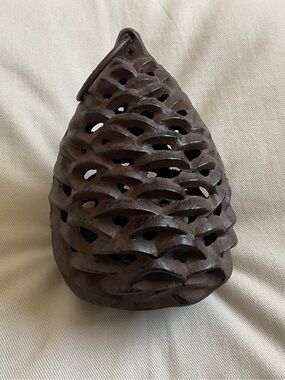 Rustic Cast Iron Pinecone Tea Light Lantern